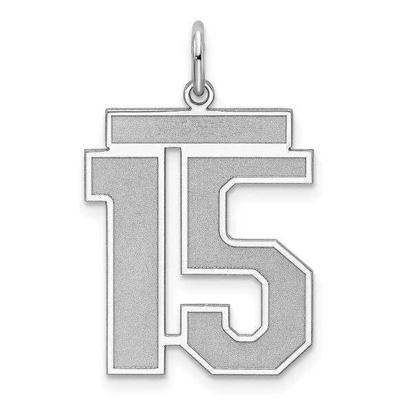 Sterling Silver Jersey Collection Large Number 15 Pendant